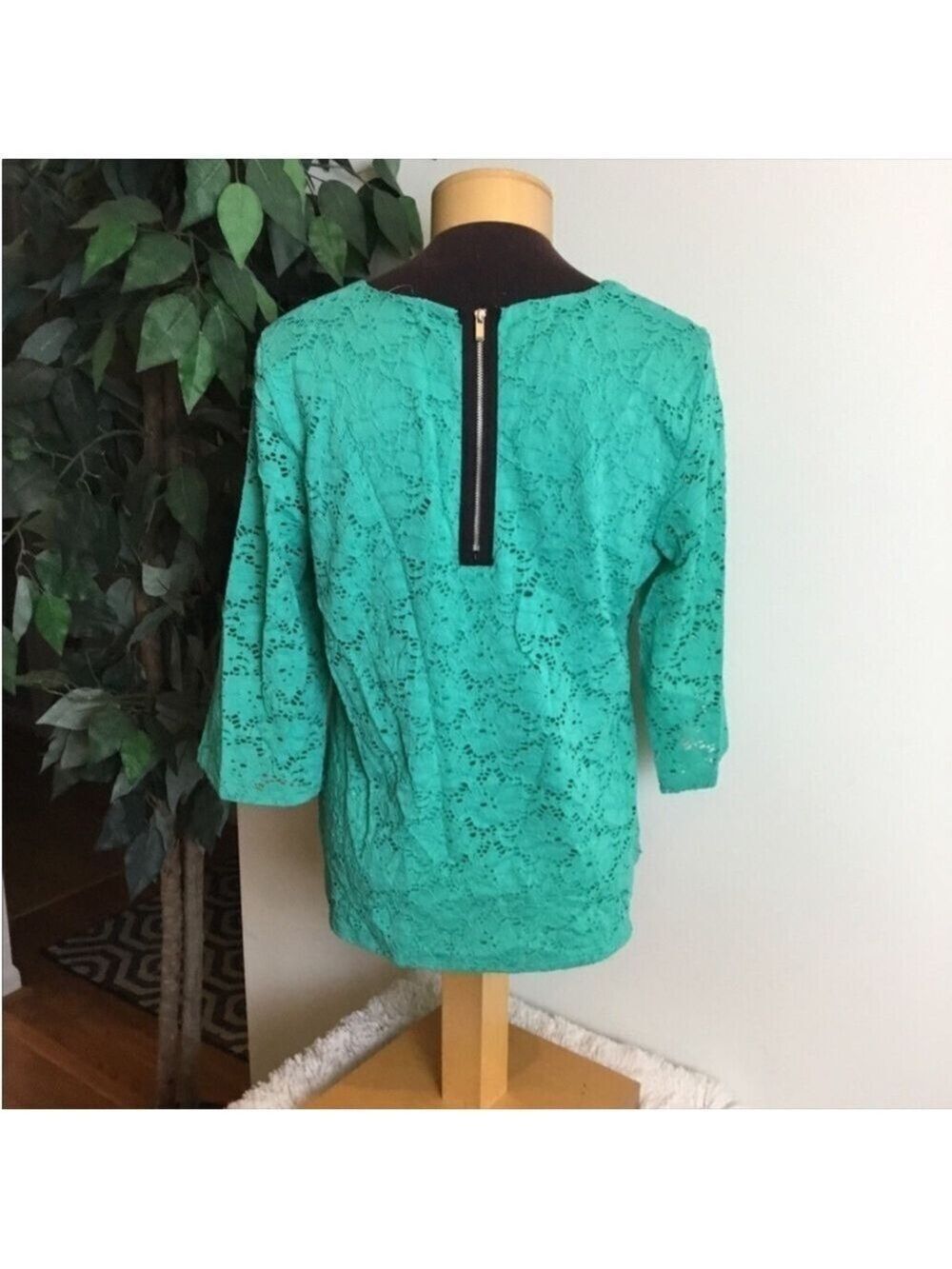 Alfani floral lace pullover blouse Women’s size medium green 3/4 sleeve - Picture 8 of 16